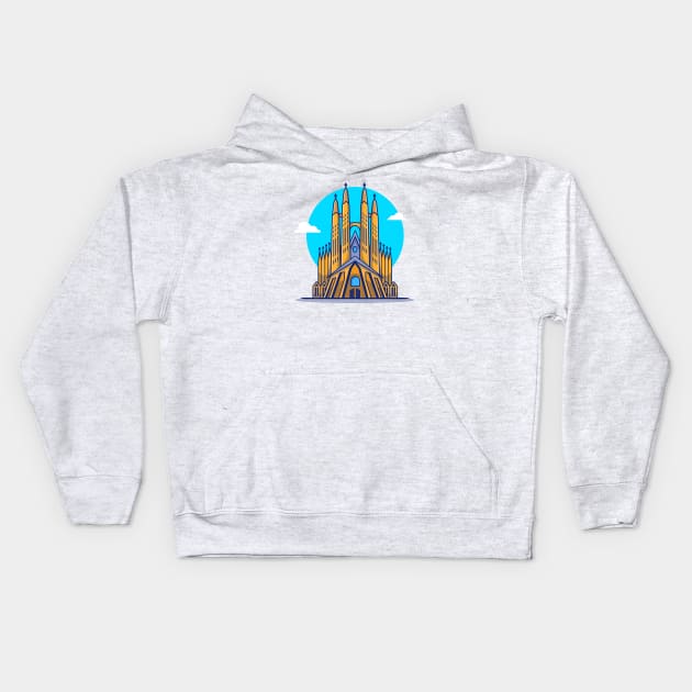 La Sagrada Familia Cartoon Illustration Kids Hoodie by Catalyst Labs